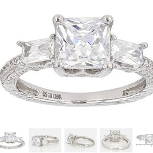 White  CZ Solitaire ring in  rhodium over Sterling sz 10